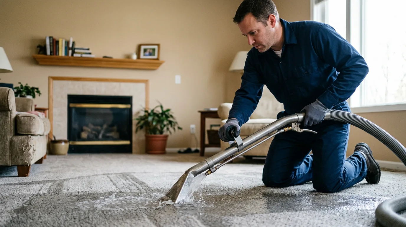Water damage restoration technician working near Dexter, OR
